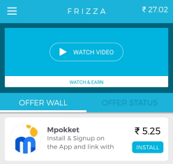 frizza app pays for watching videos