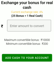 convert cash bonus into real cash